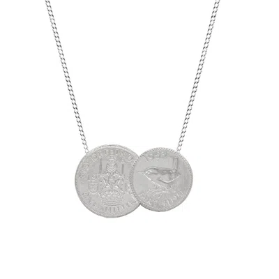 Katie Mullally Limited Men's Scottish & English Double Coin Pendant & Chain In Silver In Silver