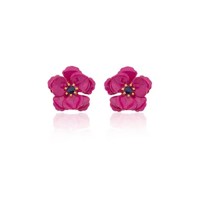 Milou Jewelry Women's Raspberry Pink Viola Flower Earrings In Pink