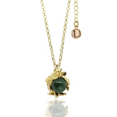 Unaloe Women's Gold / Green Natural Queen Necklace Gold-plated With Natural Malachite In Multi