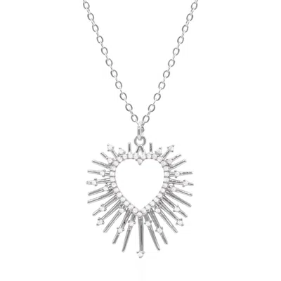 Luna Charles Women's Cher Starburst Heart Pendant Necklace In Silver