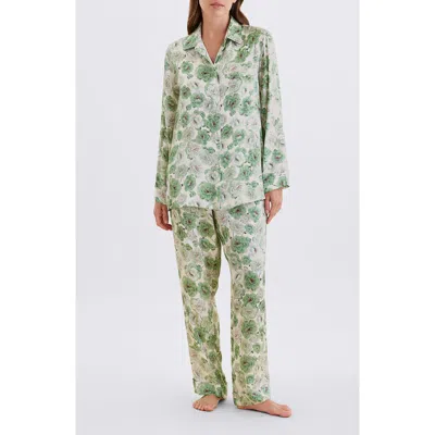 Papinelle Florence Cotton Sateen Pajamas In Green