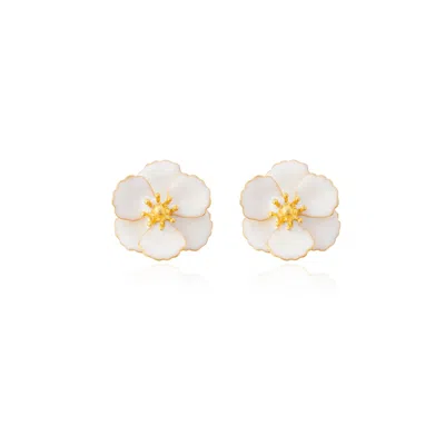 Milou Jewelry Women's White Blossom Flower Earrings In White