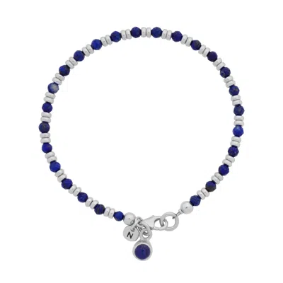 Nellou Jewellery Women's Blue Linear September Birthstone Bracelet Lapis Sterling Silver In Blue