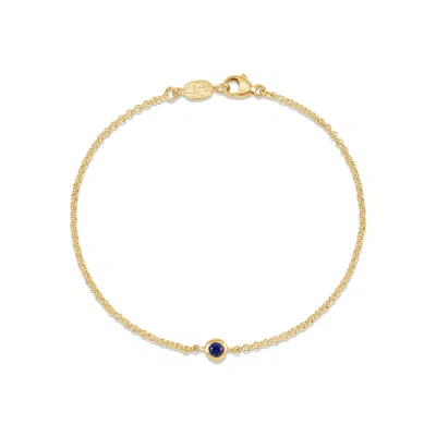 Dower & Hall Single Blue Sapphire Dewdrop Chain Bracelet In Gold