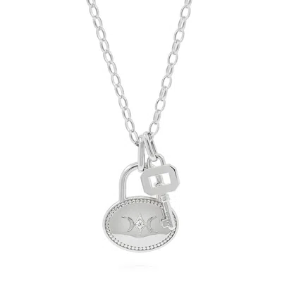 Cote Cache Women's Côtê Caché Lock & Key Chain Necklace Silver In Silver
