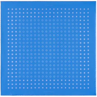 Otway & Orford Men's 'luna' Polka Dot Silk Pocket Square In Mid Blue. Full-size. In Blue