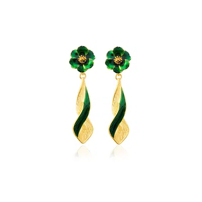 Milou Jewelry Women's Green & Gold Infinity Drop Earrings In Green