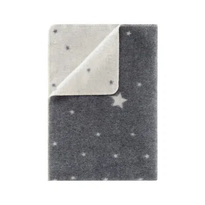 J.j.textile Grey Twinkle Star Small Merino Wool Blanket In Multi