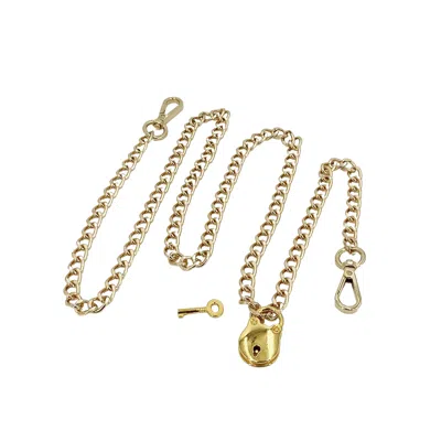Hilo De Mar Women's Hand-made Gold Chain With Padlock And Key - Long Size In Gold