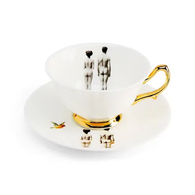 Melody Rose London White Models Bone China Teacup & Saucer In Multi