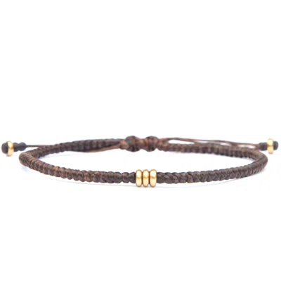 Harbour Uk Bracelets Minimalist Brown Cord And Brass Bracelet For Men - Soul Brass In Brown