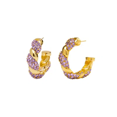 Lavani Jewels Women's Purple / Gold Purple & Gold Plated Paramount Hoops In Purple