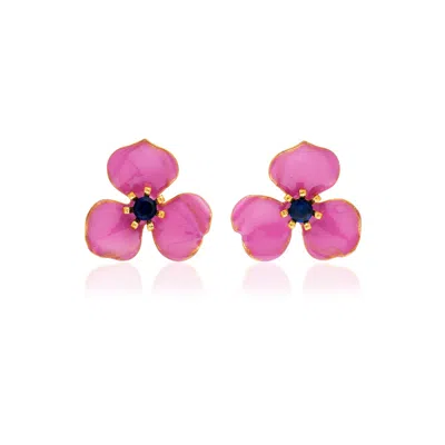Milou Jewelry Women's Fuchsia Pink Petal Flower Earrings In Pink