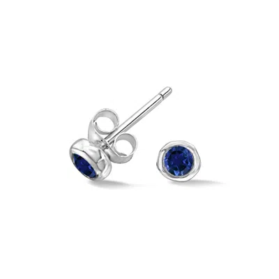 Dower & Hall 3mm Blue Sapphire Dewdrop Studs In Metallic
