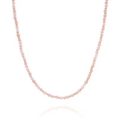 Nellou Jewellery Women's Gold / Pink Jewel Bead October Birthstone Necklace Gold Plated Sterling Silver - Pink Opal In Multi