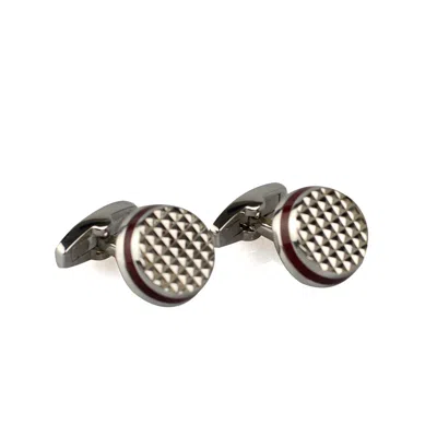 David Wej Men's Red / Silver Silver Round Gem Cufflinks – Wine In Multi