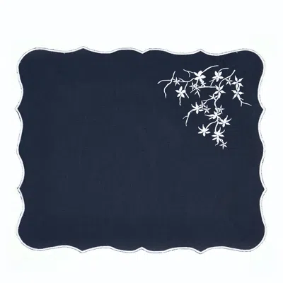 Km Home Collection Spring Branches Embroidery Linen Placemat Set Of 2 In Multi