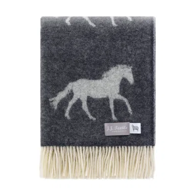 J.j.textile Soft Black Horse Throw In Multi