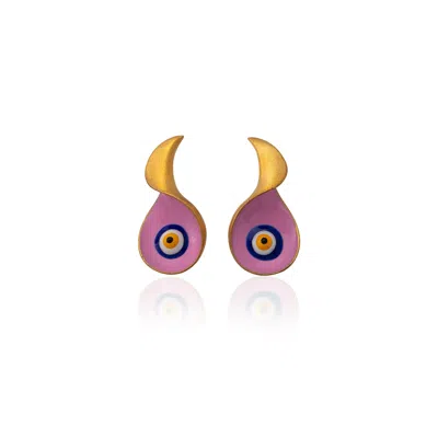 Milou Jewelry Women's Pink Evil Eye Earrings In Pink