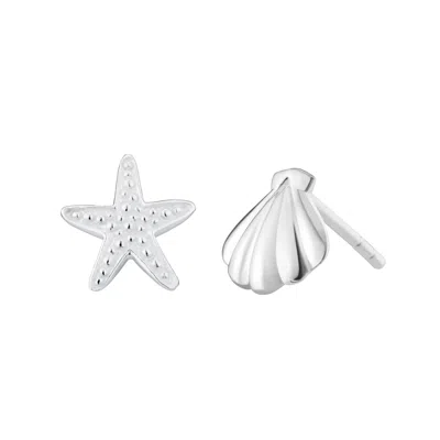 Posh Totty Designs Women's Sterling Silver Starfish & Shell Stud Earrings In Metallic