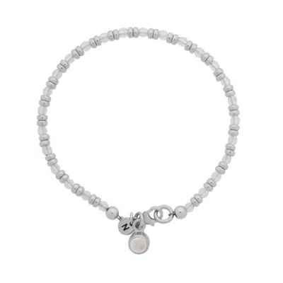 Nellou Jewellery Women's Neutrals Linear April Birthstone Bracelet Crystal Sterling Silver In Gray