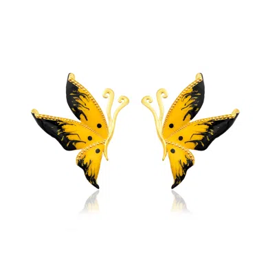 Milou Jewelry Women's Orange Yellow Butterfly Earrings In Orange