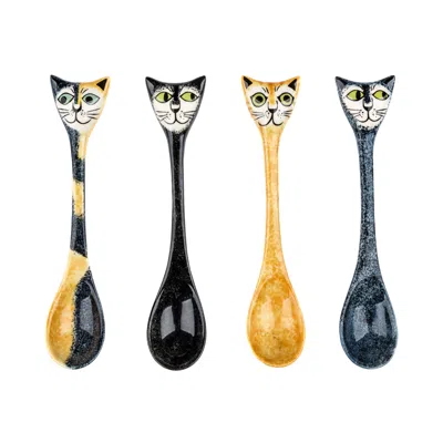Hannah Turner Ceramic Cat Spoons In Multi