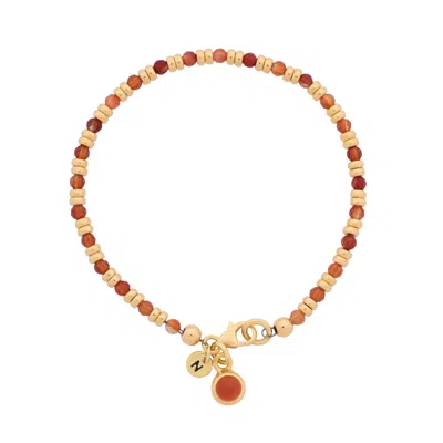 Nellou Jewellery Women's Yellow Linear  July Birthstone Bracelet Carnelian Gold Plated Sterling Silver In Yellow