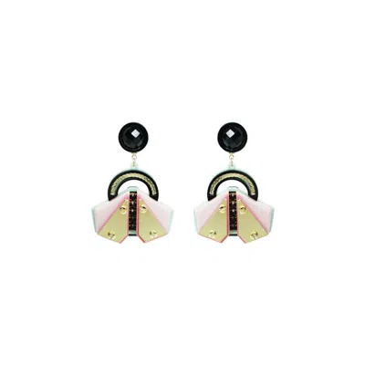 Gissa Bicalho Women's Green / Black Acrylic Handmade Earring Papaloti / Green In Multi