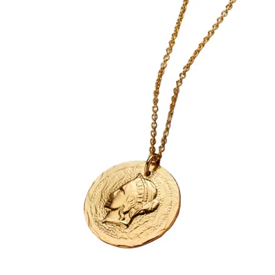 Posh Totty Designs Women's Yellow Gold Plated Roman Coin Necklace In Burgundy