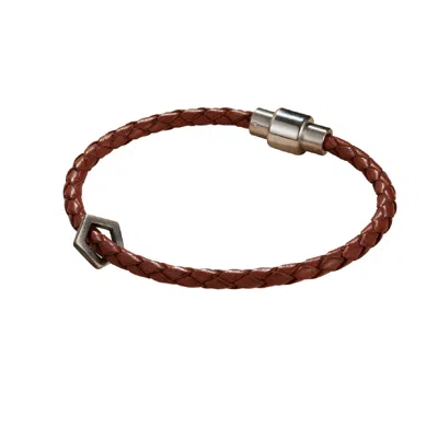 Posh Totty Designs Brown / Silver Men's Fine Leather Geometric Bracelet In Burgundy