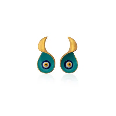 Milou Jewelry Women's Green Turquoise Evil Eye Earrings In Green