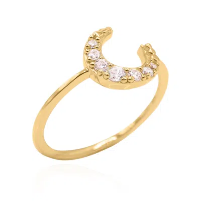 Luna Charles Women's Isabel Crescent Moon Crystal Ring Gold Plated In Gold