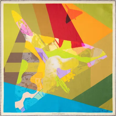 Otway & Orford Men's Yellow 'a Beautiful Jigsaw' Vulcan Silk Pocket Square. Full-size. In Yellow