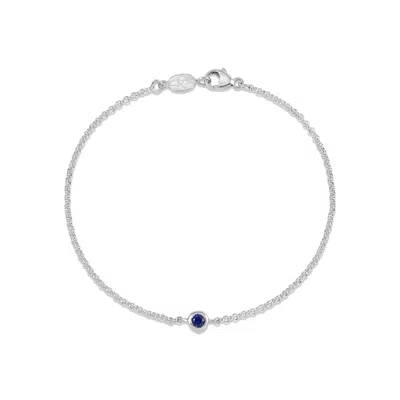 Dower & Hall Single Blue Sapphire Dewdrop Chain Bracelet In Metallic