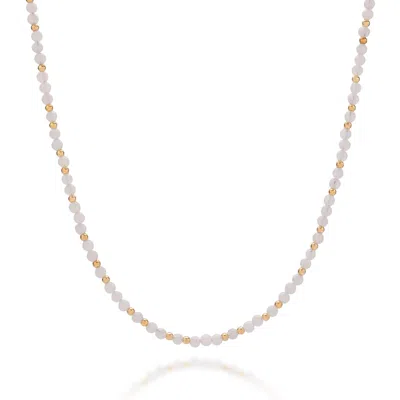 Nellou Jewellery Women's White / Gold Jewel Bead June Birthstone Necklace Gold Plated Sterling Silver - Moonstone In Multi