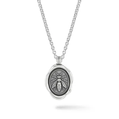 Dower & Hall Resiliance Wasp Medallion Necklace In Silver