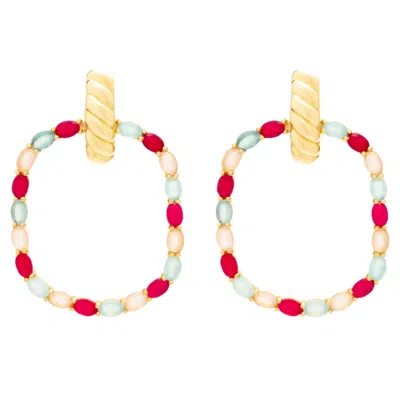 Lavani Jewels Women's Gold / Rose Gold Pink Twiggy Earrings In Multi