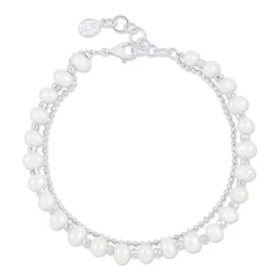 Dower & Hall White Freshwater Timeless Pearl Bracelet In Silver