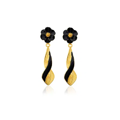 Milou Jewelry Women's Black & Gold Infinity Drop Earrings In Black