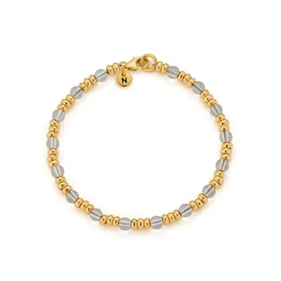 Nellou Jewellery Women's Gem Crystal Bracelet Birthstone April Gold Plated Sterling Silver In Gold
