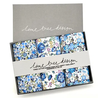 Lime Tree Design Men's Three Hankies Made With Liberty Fabric Gloria In Multi