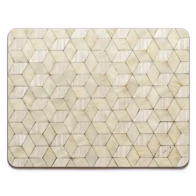 E. Inder Designs Green / Grey Six Large Placemats In Neutral Light Green And Grey Scandinavian Style. Heat Resistant  In Multi