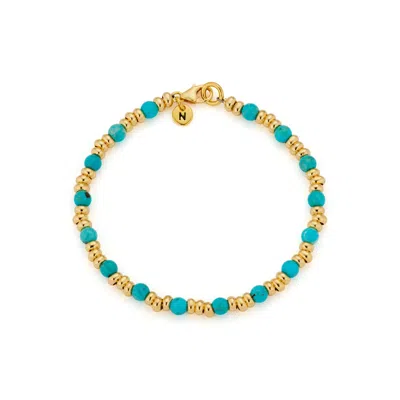 Nellou Jewellery Women's Gold / Blue Gem Bracelet December Birthstone Turquoise Gold Plated Sterling Silver In Multi