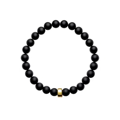 Ora Pearls Black / Gold Aro Men's Onyx Bracelet Gold Bead-large In Multi