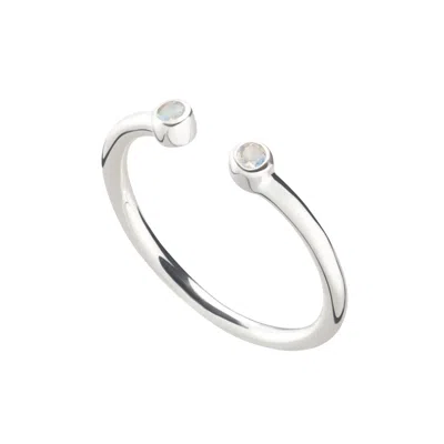 Lily Charmed Women's White / Silver June Birthstone Open Style Ring - Moonstone In Multi