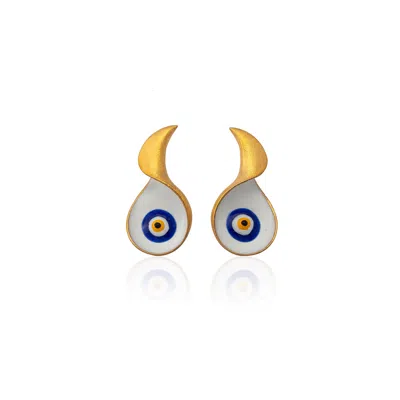 Milou Jewelry Women's White Evil Eye Earrings In White
