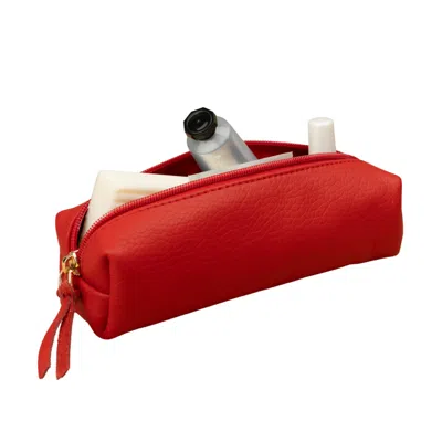 Leathere Women's Elegant Leather Makeup Bag - Red - Aurora In Red