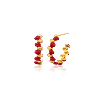 Milou Jewelry Women's Grace Hoop Earrings - Red In Red