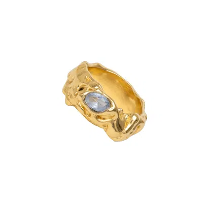 Lavani Jewels Women's Blue / Gold Aquamarine Judy Ring Medium Size In Gold